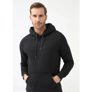 Kapüşonlu Yaka Regular Kalıp Düz Antrasit Sweatshirt