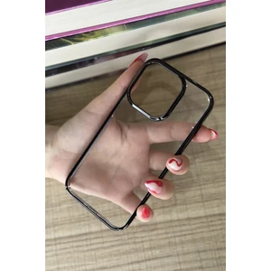Apple iPhone 14 Plus Kamera Çıkıntılı Krom Şeffaf Kılıf