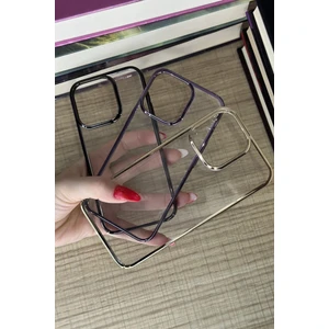 Apple iPhone 14 Plus Kamera Çıkıntılı Krom Şeffaf Kılıf