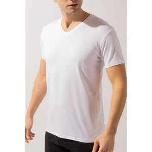 Basic New Modal V Yaka Erkek T-shirt Beyaz