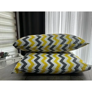 Snr Home Collection 2'li Sarı Zikzaklı Pamuklu 50X70 Fermuarlı Yastık Kılıfı