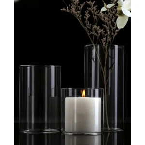 3 Lü Cam Vazo Silindir Mumluk Seti -