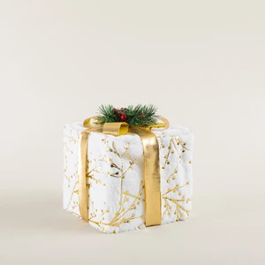 Gifty Ledli Yılbaşı Hediye Kutusu Dekor 20 cm Beyaz
