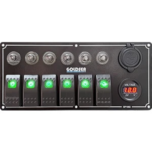Switch Panel 6 Anahtar Otomatik Sigortalı Usb + Voltmetre Soketli 12-24v Tekne Kontrol Paneli
