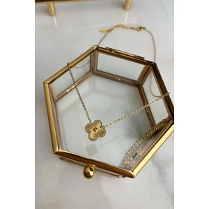 Çelilk Altın Rengi Minimal Yonca Kolye(42 Cm)