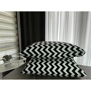 Snr Home Collection 2'li Siyah Zikzaklı Pamuklu 50X70 Fermuarlı Yastık Kılıfı