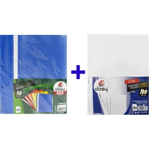Lite A4 Poşet Dosya 100 Lü ve Dosy Eco Telli Dosya 50 Li Mavi