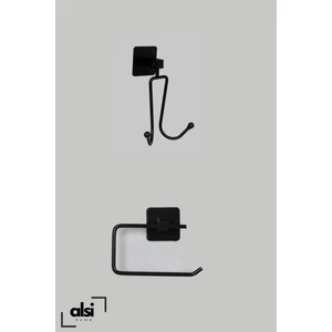 Alsi Home Yapışkanlı 2 Kancalı Askılık Havlu Askısı ve Tuvalet Wc Kağıtlık Pratik Banyo 2'li Set