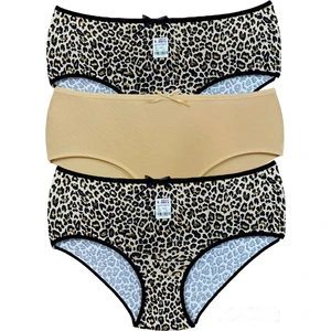 Miss Blue Moon Yüksek Bel Leopar Baskılı Bato Katlanır 3'lü Külot 5000-2