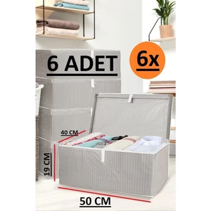 Emir-Ay 6 Adet  Baza & Çekyat Altı Kutu Hurç 50 x 40 x 19 cm (Gri)