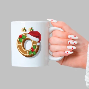 Mor Mürekkep Kurabiye Ö Harfi Baskılı Beyaz Yılbaşı Kupası