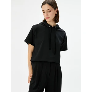 Kapşonlu Sweatshirt Kısa Kollu Regular Fit