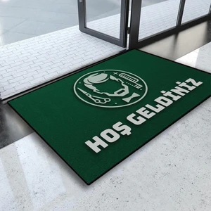 Valerine Life Erkek Kuaförü Yeşil Renk Berber Hoş Geldiniz Kapı Önü Paspası 45X70CM