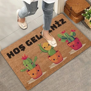 Valerine Life Opuntia Tavşan Kulağı Üçlü Sevimli Kaktüsler Hoş Geldiniz Kapı Önü Paspası 45X70CM