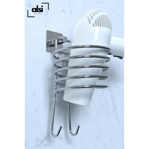 Alsi Home Yapışkanlı Gümüş Fön Makinesi Askısı Saç Kurutma Makinesi Tutacağı