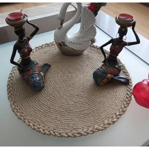 Dekoratif Örtü, Hasır Runner, Masa Örtüsü, Mutfak Örtüsü, Sehpa Konsol Örtüsü - 48X48 cm