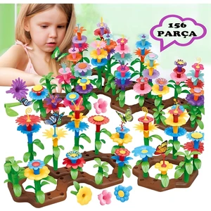 156 Parça Bahçe Çiçek Yapım Seti Yapı Blokları Yapboz Lego Bul Tak Puzzle Eğitici Oyuncak