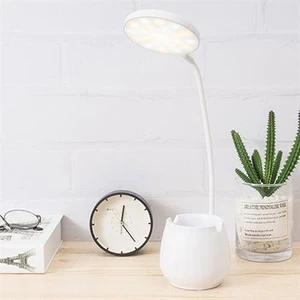 Petinka® Kalemlikli Telefon Tutacaklı Şarjlı Dokunmatik 3 Mod Esnek Başlıklı Dimmerli LED Masa Lambası