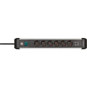 Premium-Alu-Line 6 Soketli 2 Adet 3.1 Hızlı Şarj Usb' Li Uzatma Priz Anahtarlı 3 Metre