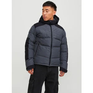 Jack & Jones Kapüşonlu Gray-Black Erkek Mont 12214648
