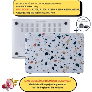 Macbook Pro Kılıf 13 inç M1-M2 A1706-08 A1989 A2159 A2251 A2289 A2338 ile Uyumlu TerrazzoNL