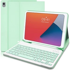 M.TK Moveteck Apple Ipad 7. 8. 9. Nesil 10.2 Inç Uyumlu Tablet Klavyeli Kılıf Bluetooth Özellikli Kablosuz Kalem Bölmeli Wireless Q