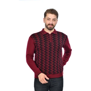 Erkek Çelik Örgü Ekose Desenli Gömlek Yaka Fermuarlı Polo Yakalı Tüylenmez Triko Kışlık Baba Kazak