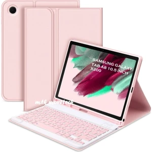 M.TK Moveteck Samsung Galaxy Tab A8 SM-X200 10.5 Inç Uyumlu Tablet Klavyeli Kılıf Bluetooth Özellikli Kablosuz Kalem Bölmeli Wireless Q