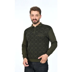 Erkek Çelik Örgü Gömlek Yaka Cepli Fermuarlı Polo Yakalı Ağdesen Tüylenmeyen Triko Kışlık Baba Kazak