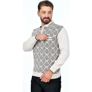 Erkek Çelik Örgü Gömlek Yaka Cepli Fermuarlı Polo Yakalı Ağdesen Tüylenmeyen Triko Kışlık Baba Kazak