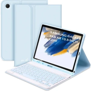 M.TK Moveteck Samsung Galaxy Tab A8 SM-X200 10.5 Inç Uyumlu Tablet Klavyeli Kılıf Bluetooth Özellikli Kablosuz Kalem Bölmeli Wireless Q