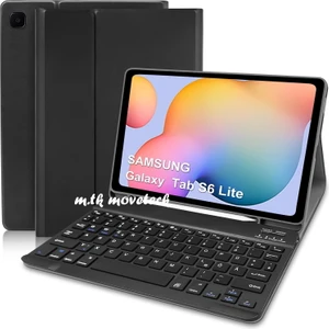 M.TK Moveteck Samsung Galaxy Tab S6 Lite SM-P610 Uyumlu Tablet Klavyeli Kılıf Bluetooth Renkli Klavyeli Kalem Bölmeli Wireless Q