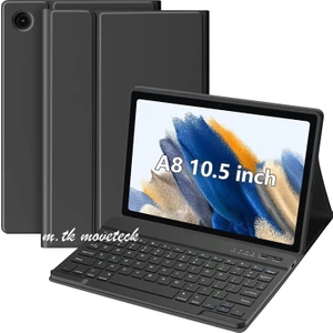 M.TK Moveteck Samsung Galaxy Tab A8 SM-X200 10.5 Inç Uyumlu Tablet Klavyeli Kılıf Bluetooth Özellikli Kablosuz Kalem Bölmeli Wireless Q