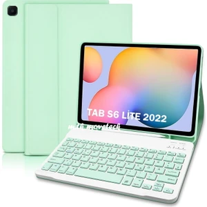 M.TK Moveteck Samsung Galaxy Tab S6 Lite SM-P610 Uyumlu Tablet Klavyeli Kılıf Bluetooth Renkli Klavyeli Kalem Bölmeli Wireless Q