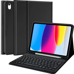 M.TK Moveteck Apple İpad 11.Nesil A16 2025/10. Nesil Uyumlu Tablet Klavyeli Kılıf Kablosuz Bluetooth Özellikli Manyetik Standlı Kapak A3354 A3355 A3356