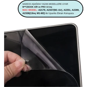 Macbook Air Pro Ekran Koruyucu 13inç M1-M2 A2251 A2289 A2338 A2179 A2337 Uyumlu Mat