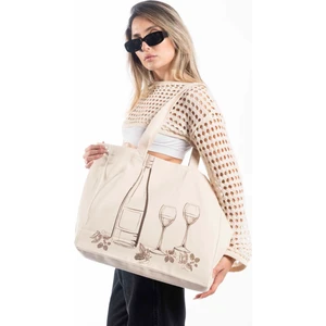The Lycos "wine" Canvas Tote Omuz ve Plaj Çantası