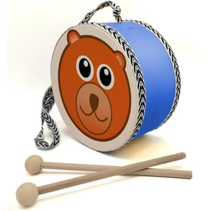 Ayıcık Baskılı,gerçek Deri, Oyuncak Çocuk Davulu (1-5 Yaş)(Mavi)