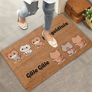 Valerine Life Üçlü Sevimli Yavru Kediler Hoş Geldiniz Ve Güle Güle Kapı Önü Paspası 45 x 70 cm