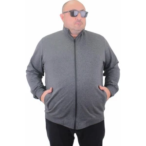 Büyük Beden Basic Mevsimlik Fermuarlı Sweatshirt 22750 Grı Melanj