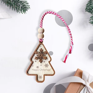 Haydi Dekor Hippodeco Çam Ağacı Şeklinde Yılbaşı Ağaç Süsü, Happy Christmas Süslemeli Yılbaşı Ağaç Süsü, Kar Tanesi Süslemeli Yeni Yıl Ağacı Dekoru