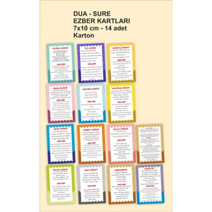 Çocuklara Özel Dua/sure Ezberleme Kartları  Eğitici Kartlar 14 Adet