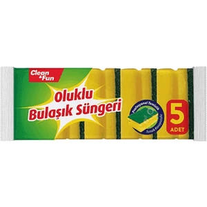 Clean & Fun Oluklu Bulaşık Süngeri 5'li