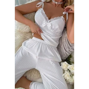 Rasa Homewear Ip Asklı Pijama Takımı-Beyaz