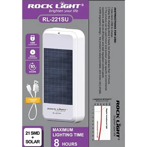 Güneş Panelli 21 LED Işıldak +Usb Telefon Sarj RL-221