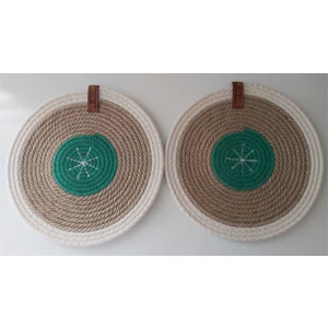 Home Decors By Özlem 2'li Nihale Hasır El Yapımı Mutfak Aksesuar Tarz Moda Yemek Sofra Altlık - 22X22CM