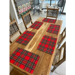 Karam Sanal Market Ekose Yılbaşı Temalı Dijital Baskı Amerikan Servis 6 Lı Set