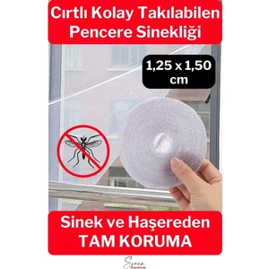 Ayarlanabilir Pratik Pencere Cam Kapı Sineklik Cırt Bantlı Hazır Yapışkanlı 125 cm x 150 cm - 5,6 mt