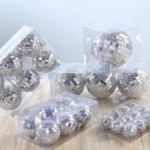 Parti Sürprizi Yılbaşı Çam Ağacı Gümüş 6 cm Disko Topu Şekilli Süs