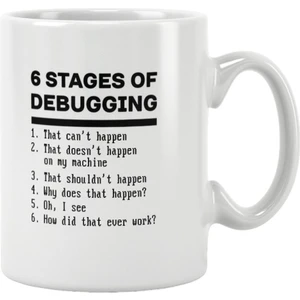 Qoeuyl Boutique 6 Stages Debugging Yazılımcı Hediye Baskılı Kupa Bardak